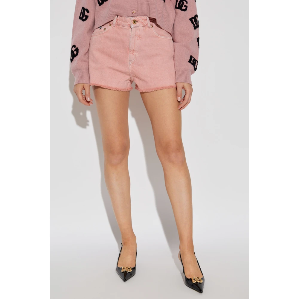 Dolce & Gabbana Denim shorts met vintage effect Pink Dames
