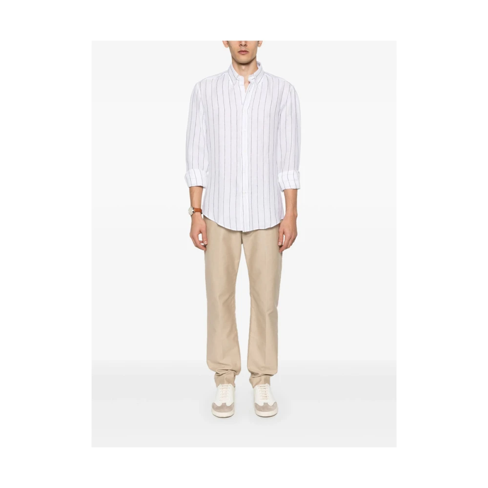 BRUNELLO CUCINELLI Witte Button-Down Overhemd Lange Mouwen White Heren