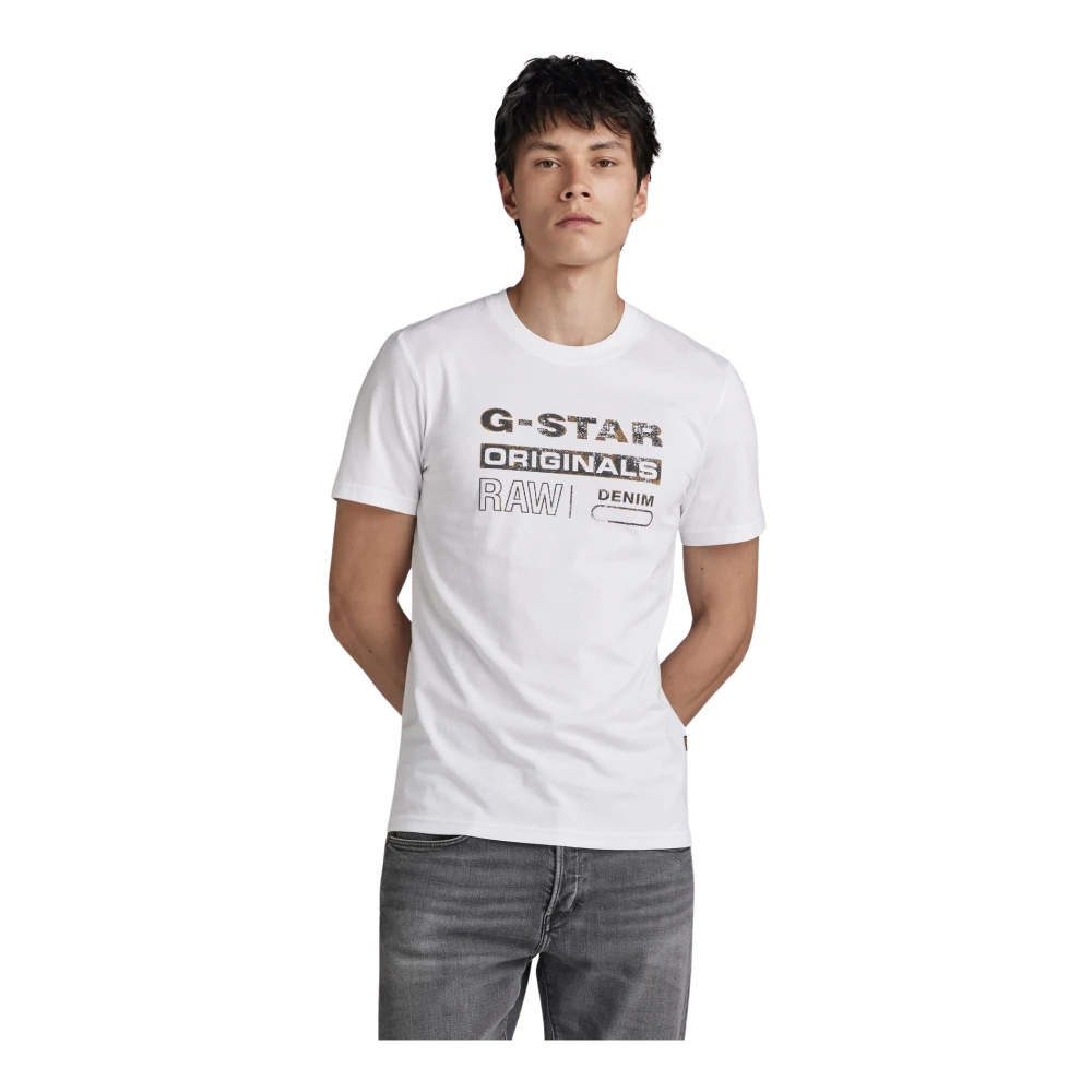 G-Star Slim Distressed Originals T-shirt met korte mouwen White Heren