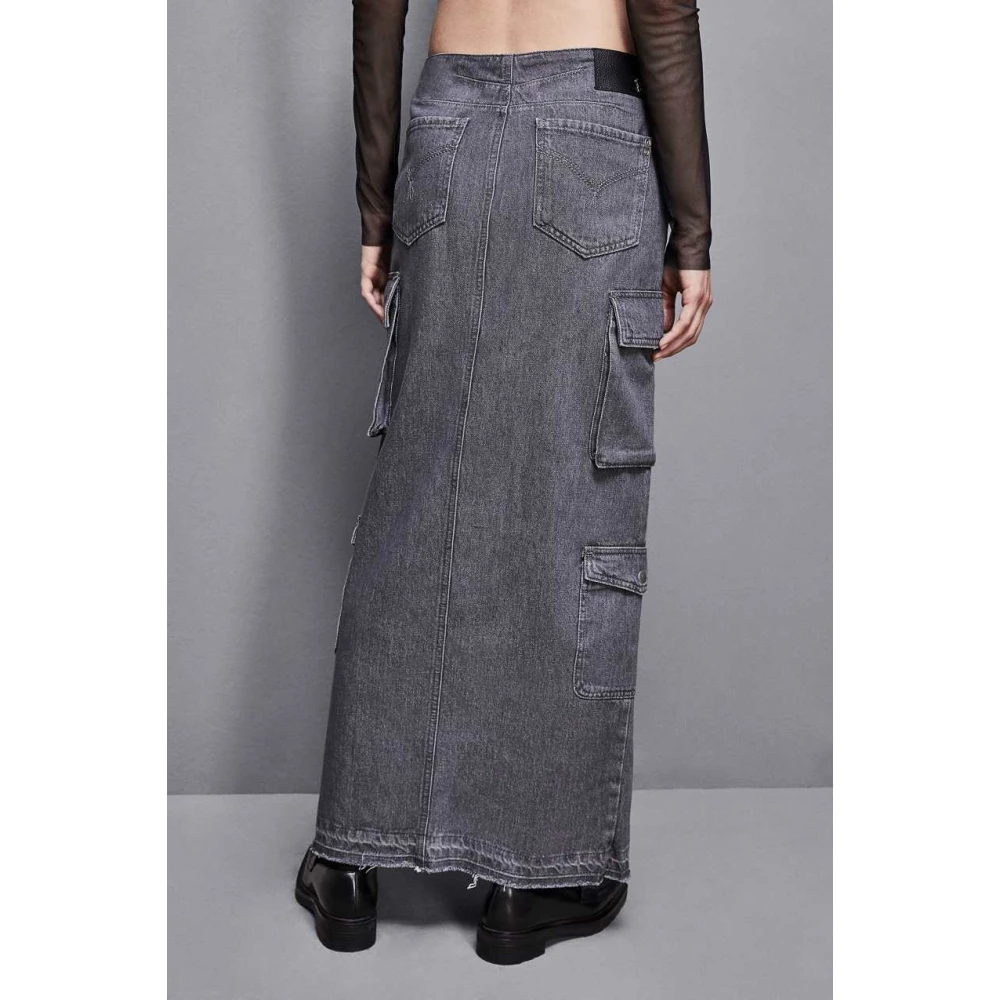 PATRIZIA PEPE Grijze Denim Rok Gray Dames