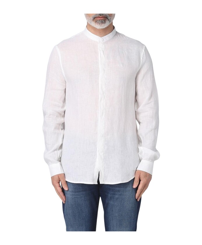 chemise-en-lin-vert-col-mandarin