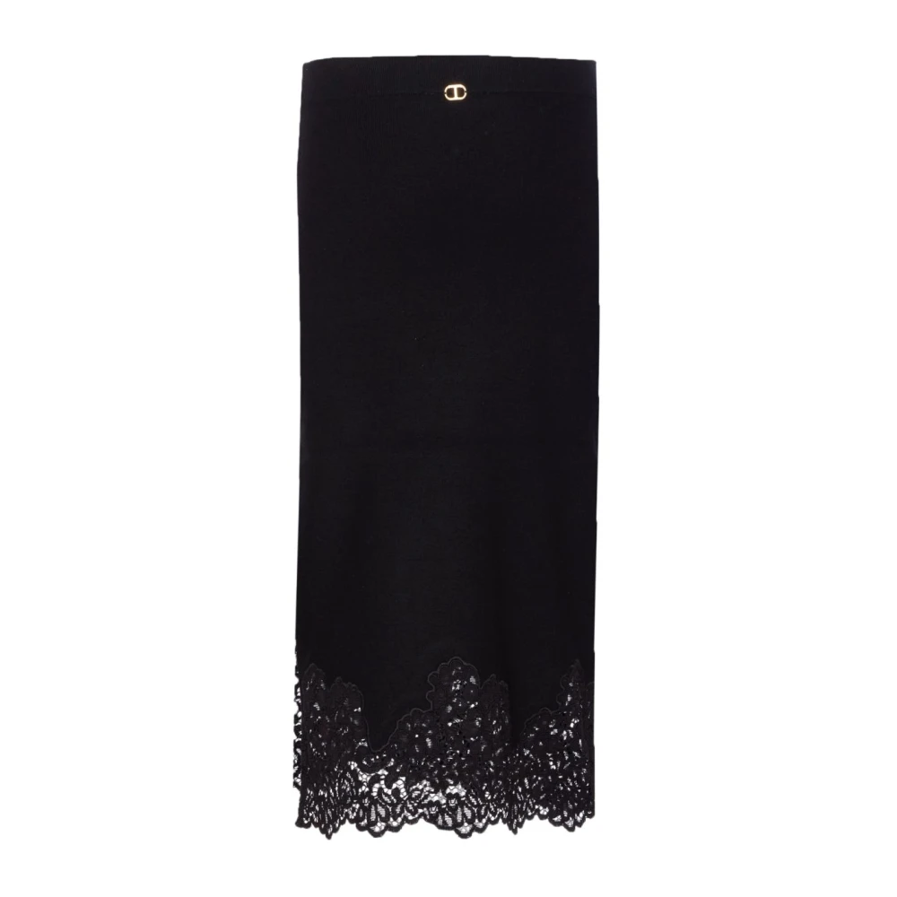 Twinset Women's Black Midi Skirts,, Elegant Nero Skirt Aw25 Medium
