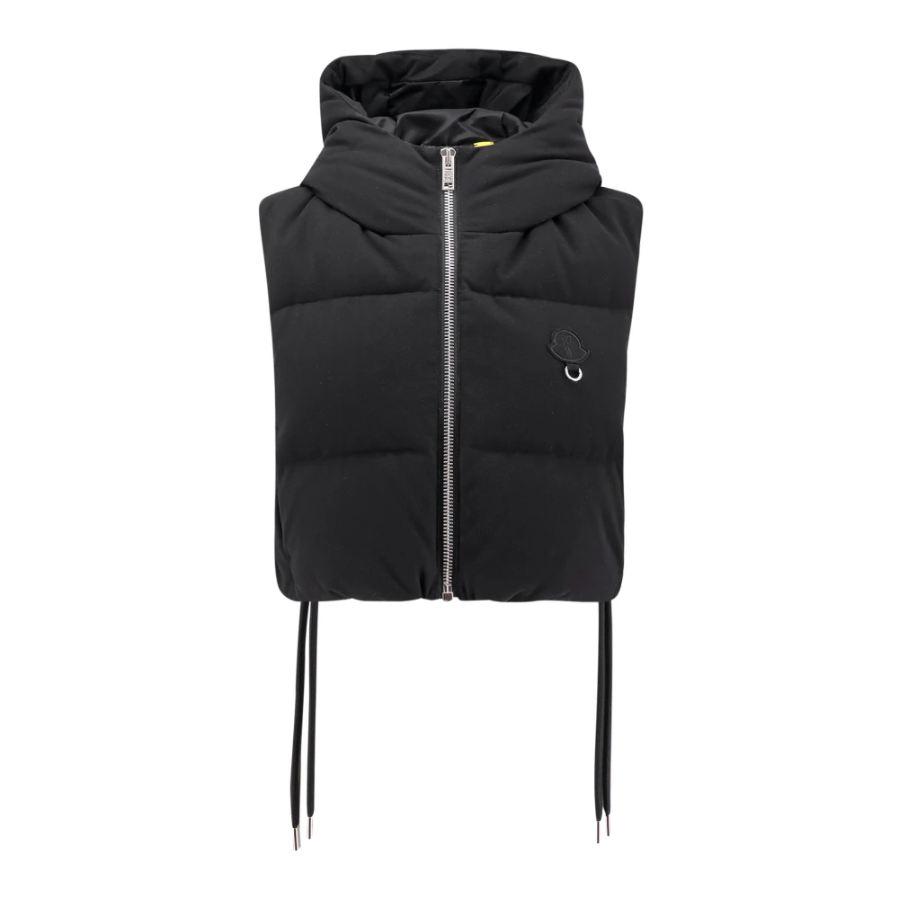 Moncler Black Jackets With Zip Closure - Female - Waistcoats - Xs - Jackets