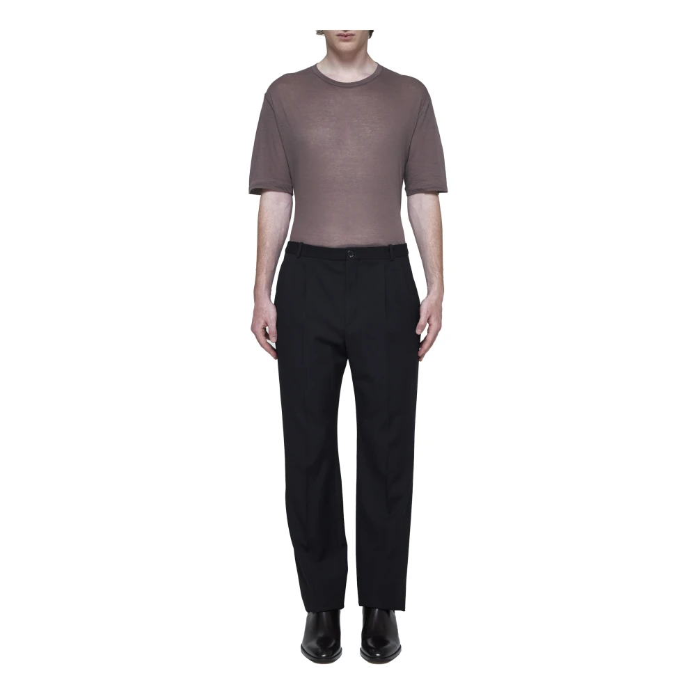 Saint Laurent Taupe Crew Neck Katoenen T-shirt Beige Heren
