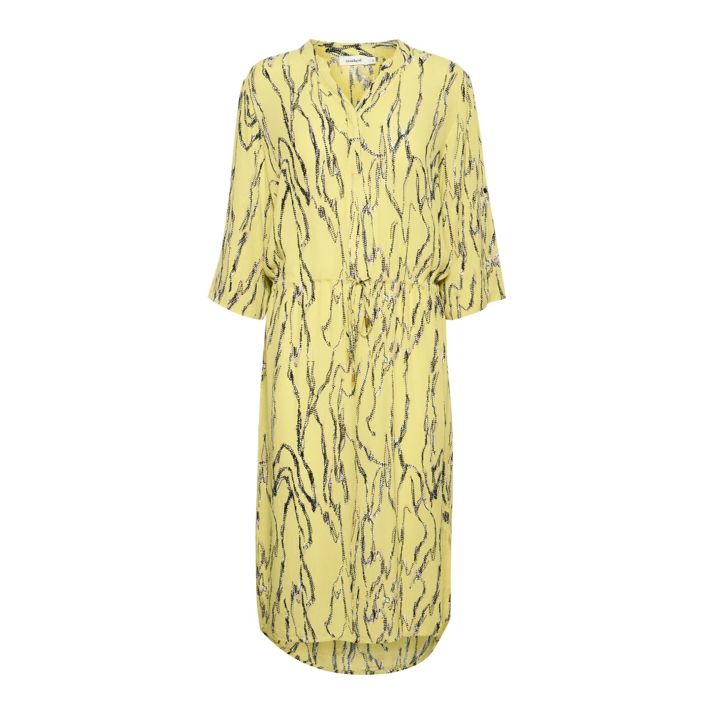Soaked in Luxury Endive Traces Jurk met V-hals Yellow Dames