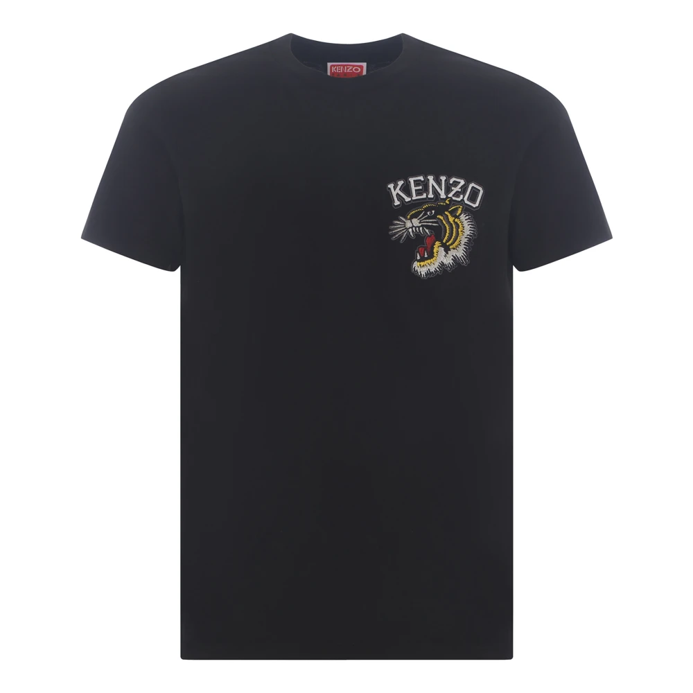 Kenzo Zwarte T-shirts en Polos met Varsity Jungle Borduursel Black Heren