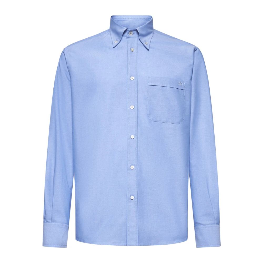 Valentino Lichtblauwe Button-Down Overhemd Blue Heren