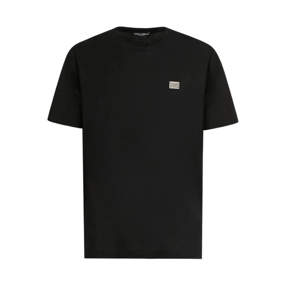 Dolce & Gabbana Men's Black Logo Plaque T-Shirt