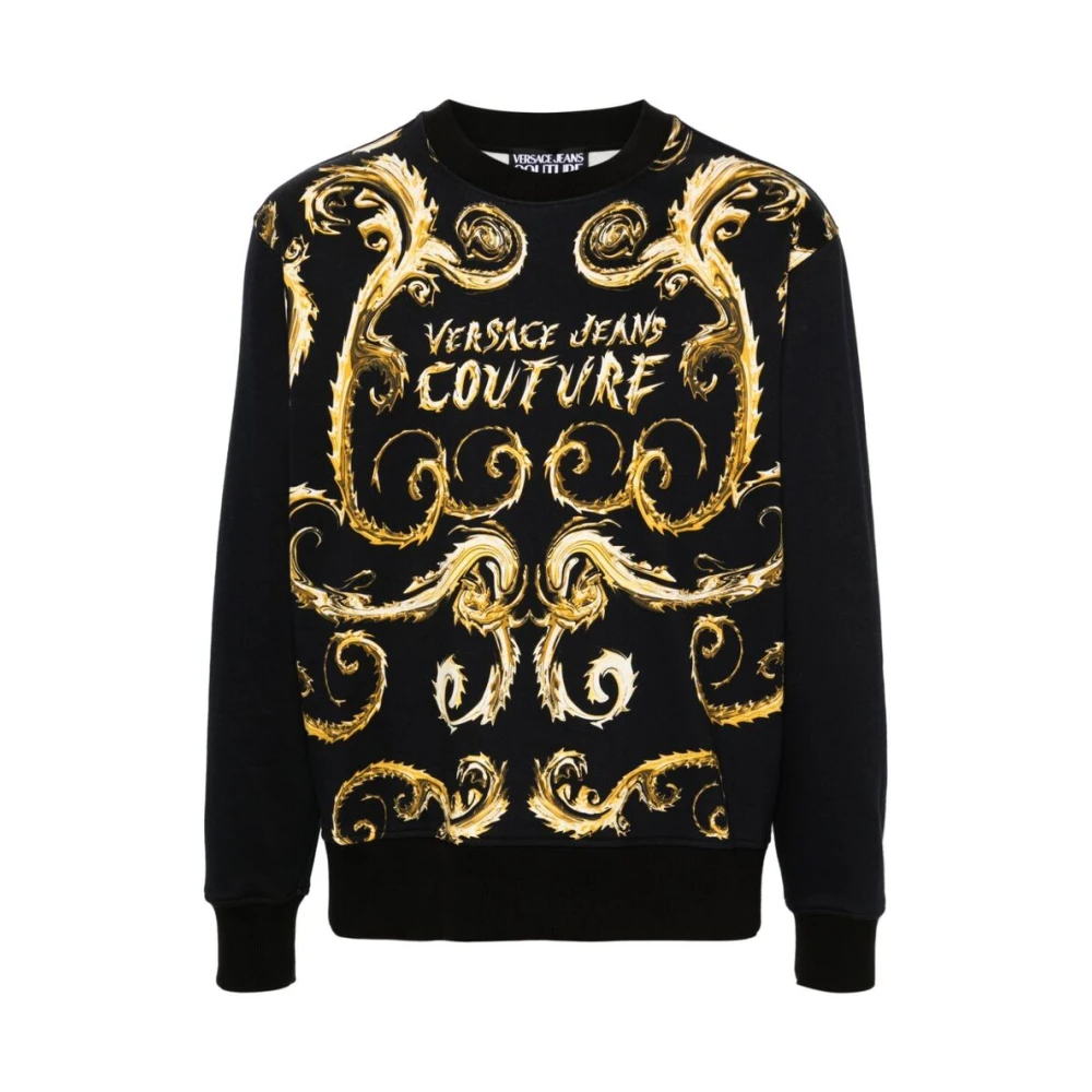 Versace Jeans Couture Couture Chain Print Crew Neck Sweatshirt Black, Herr