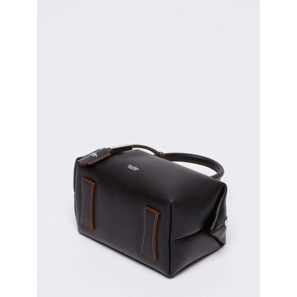 Max Mara Luxe Leren Holdall Tas Black Dames