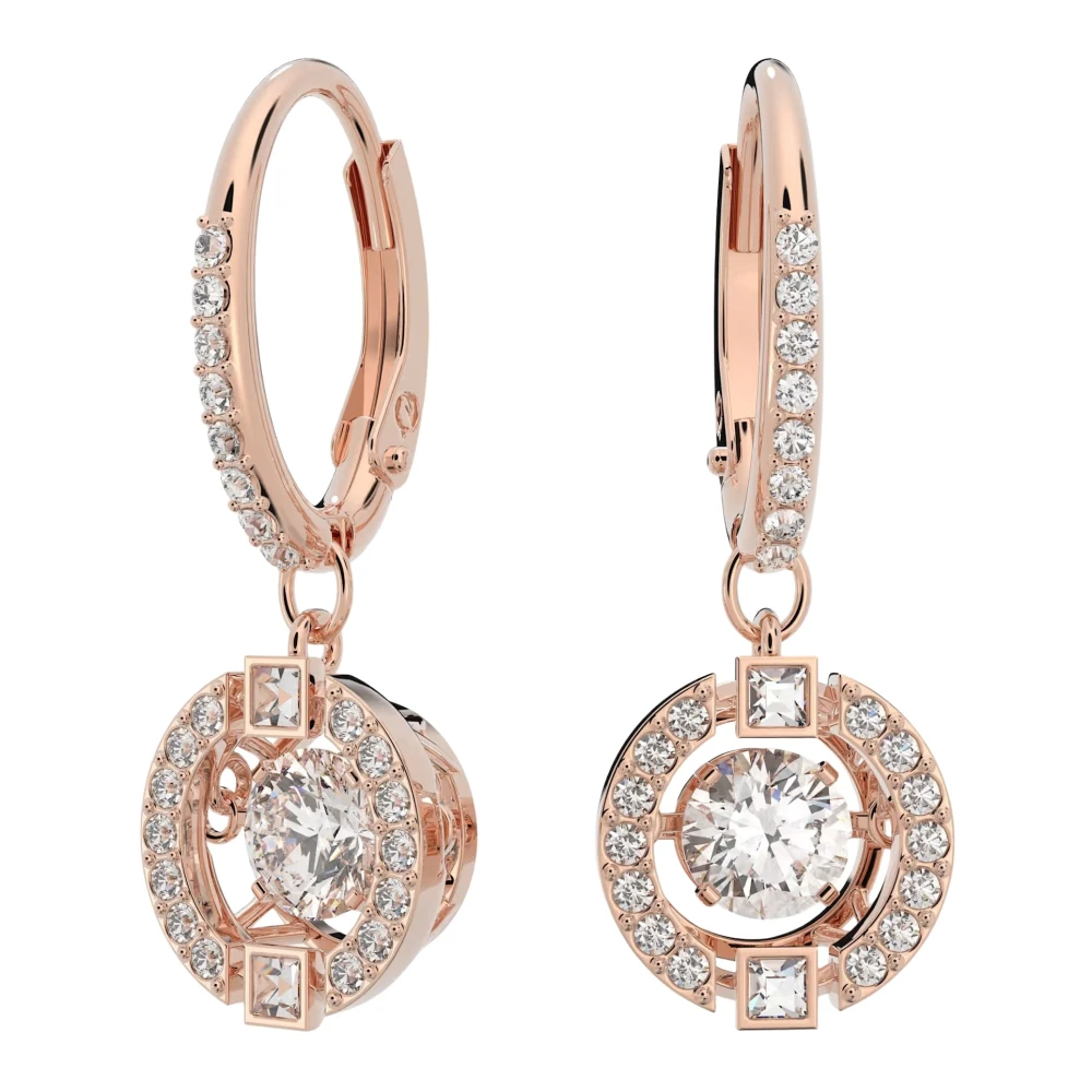 Swarovski Pink Women's Earrings Drop White Rose Gold Alloy Layer Una 5504753 - Female - Earrings - One Size - Accessories