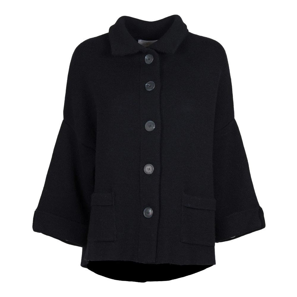 Vicario Cinque Marineblauwe Wol-Alpaca Jas Blue Dames