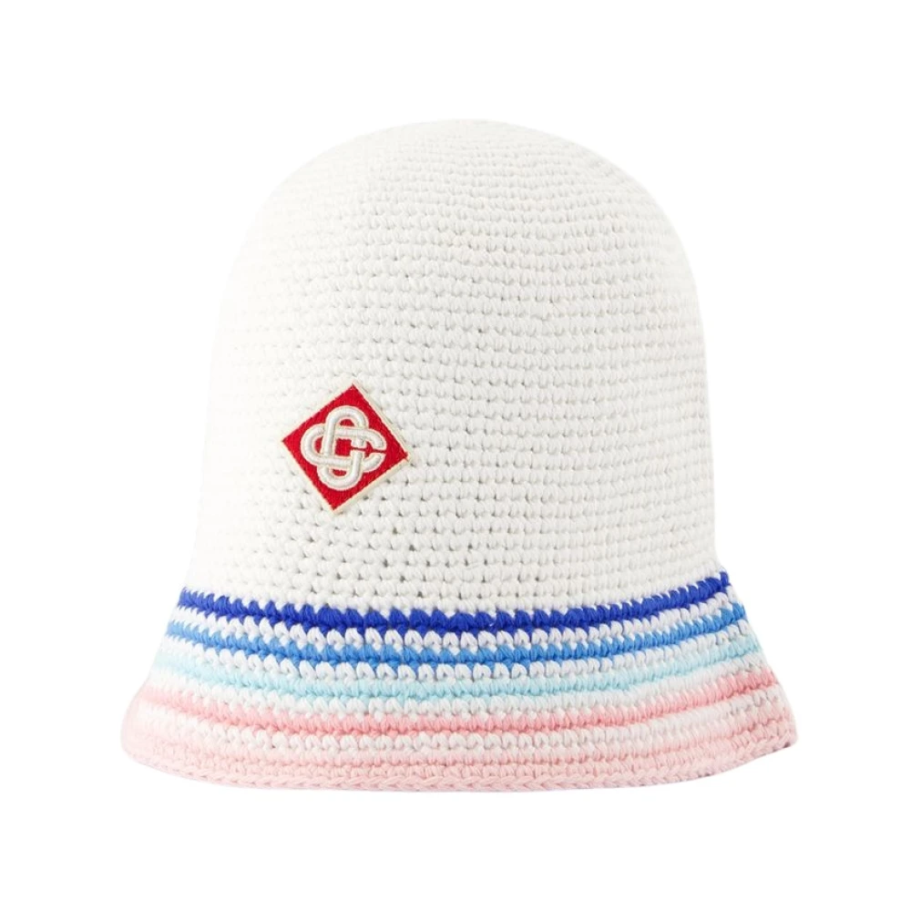 Casablanca Gestreepte Katoenen Beanie in Wit White Unisex
