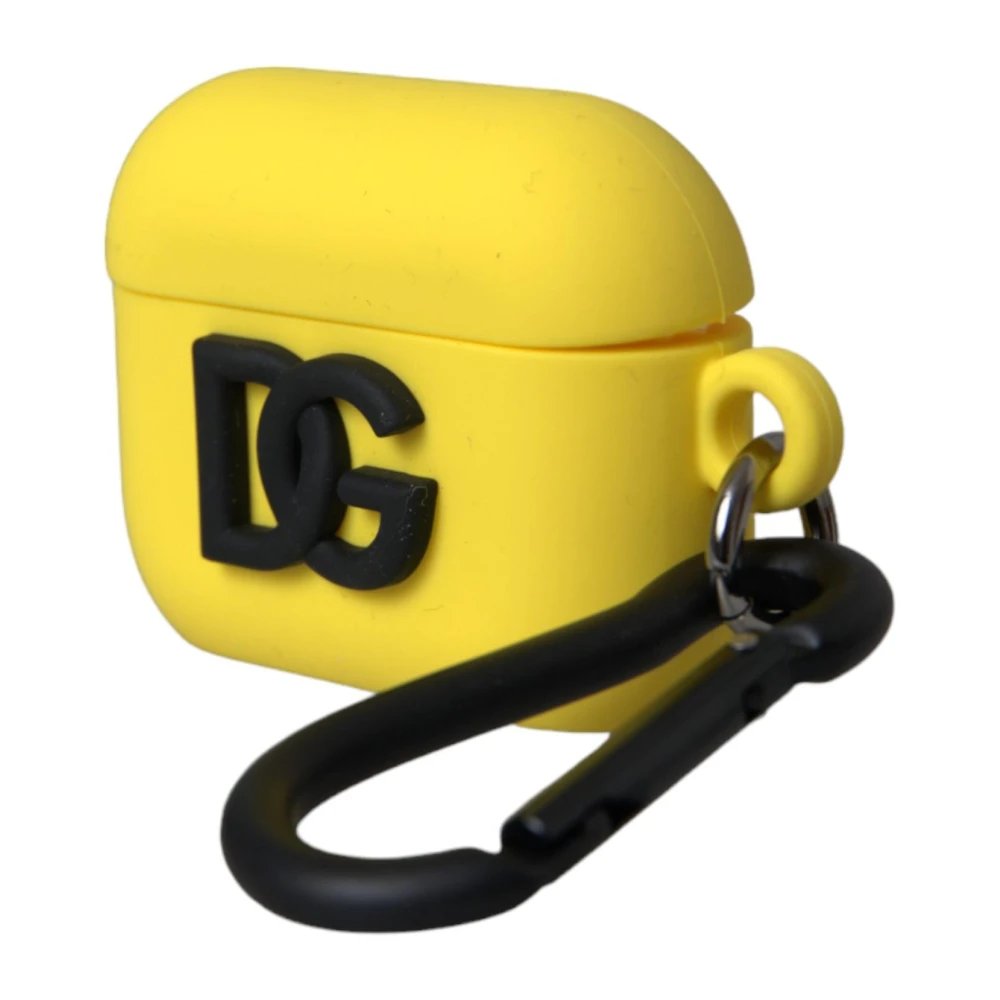 Dolce & Gabbana Geëtste Airpods Hoes Geel Rubber Yellow Dames