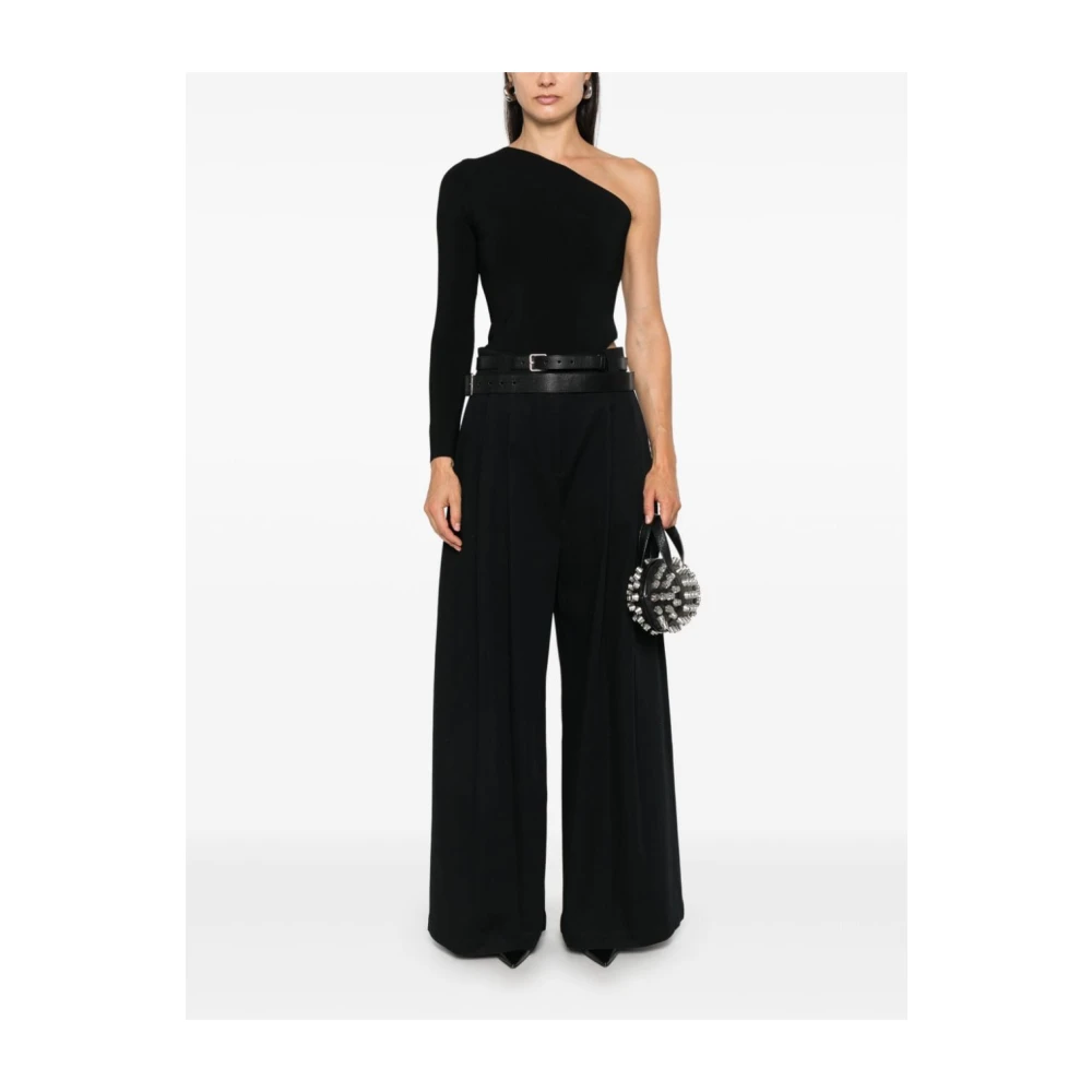 alexander wang Zwarte Wijde Katoenen Broek Black Dames