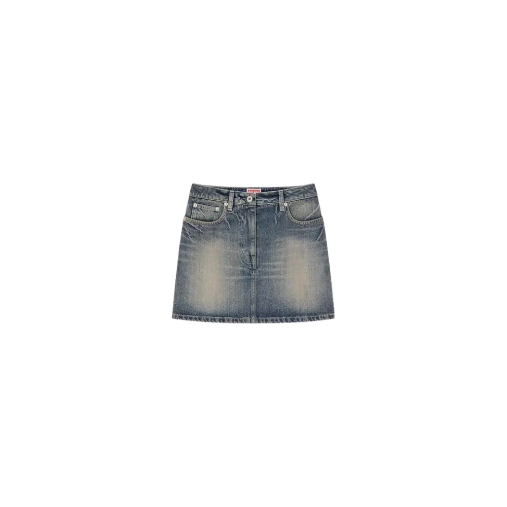 Kenzo Hoge taille denim minirok Blue Dames