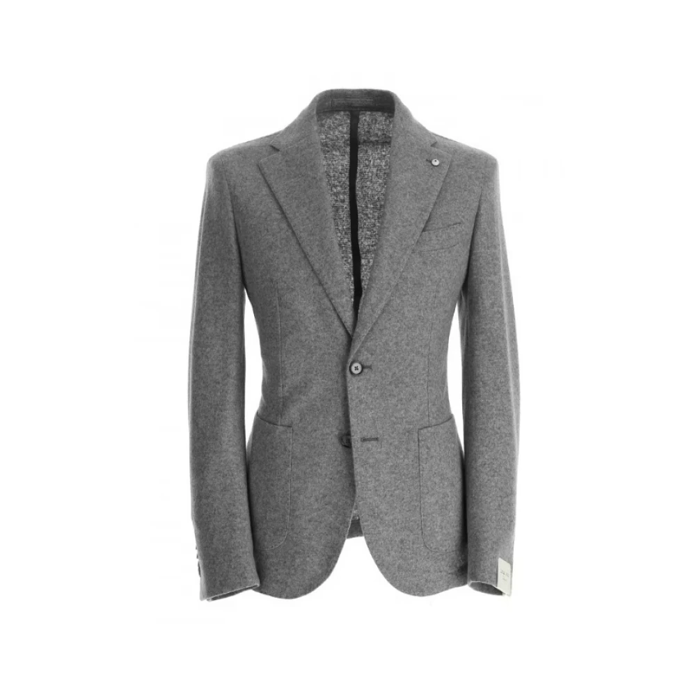 Lubiam Niet-gevoerd wollen jersey jas Gray Heren