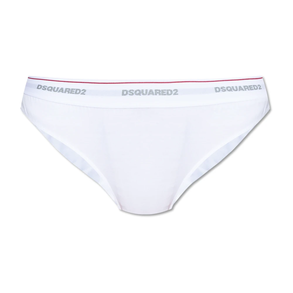 Dsquared2 Kvinders Hvid Undertøj, Dame,, Bomuld, Briefs Med Logo Extra Stor