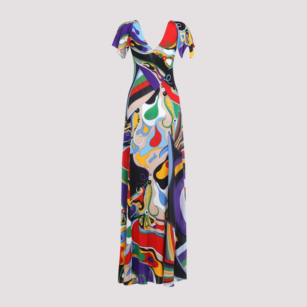 EMILIO PUCCI Elegante Rode Lange Jurk Multicolor Dames