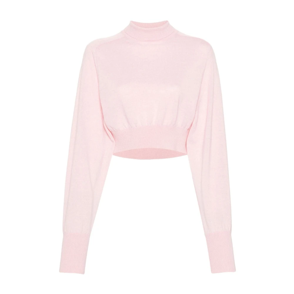 SPORTMAX Roze Gebreide Trui met Hoge Hals Pink Dames