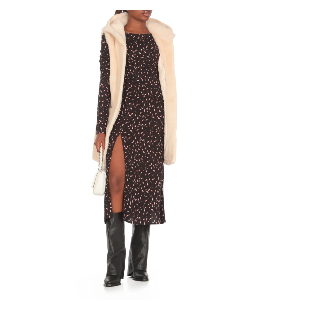 Mar De Margaritas Zwarte Bloemenprint Viscose Jurk Black Dames