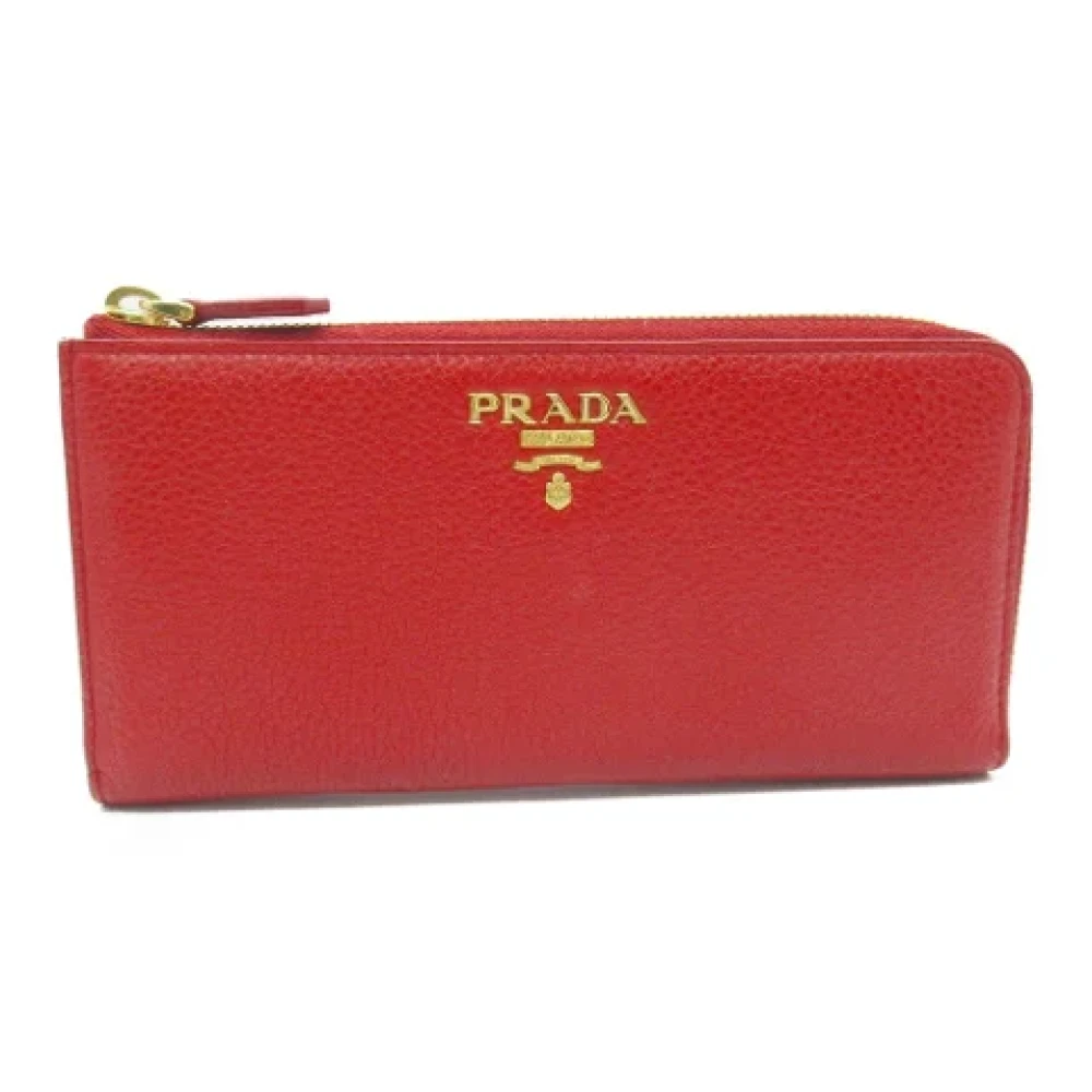 Prada Vintage Pre-owned Leather wallets Red Dames