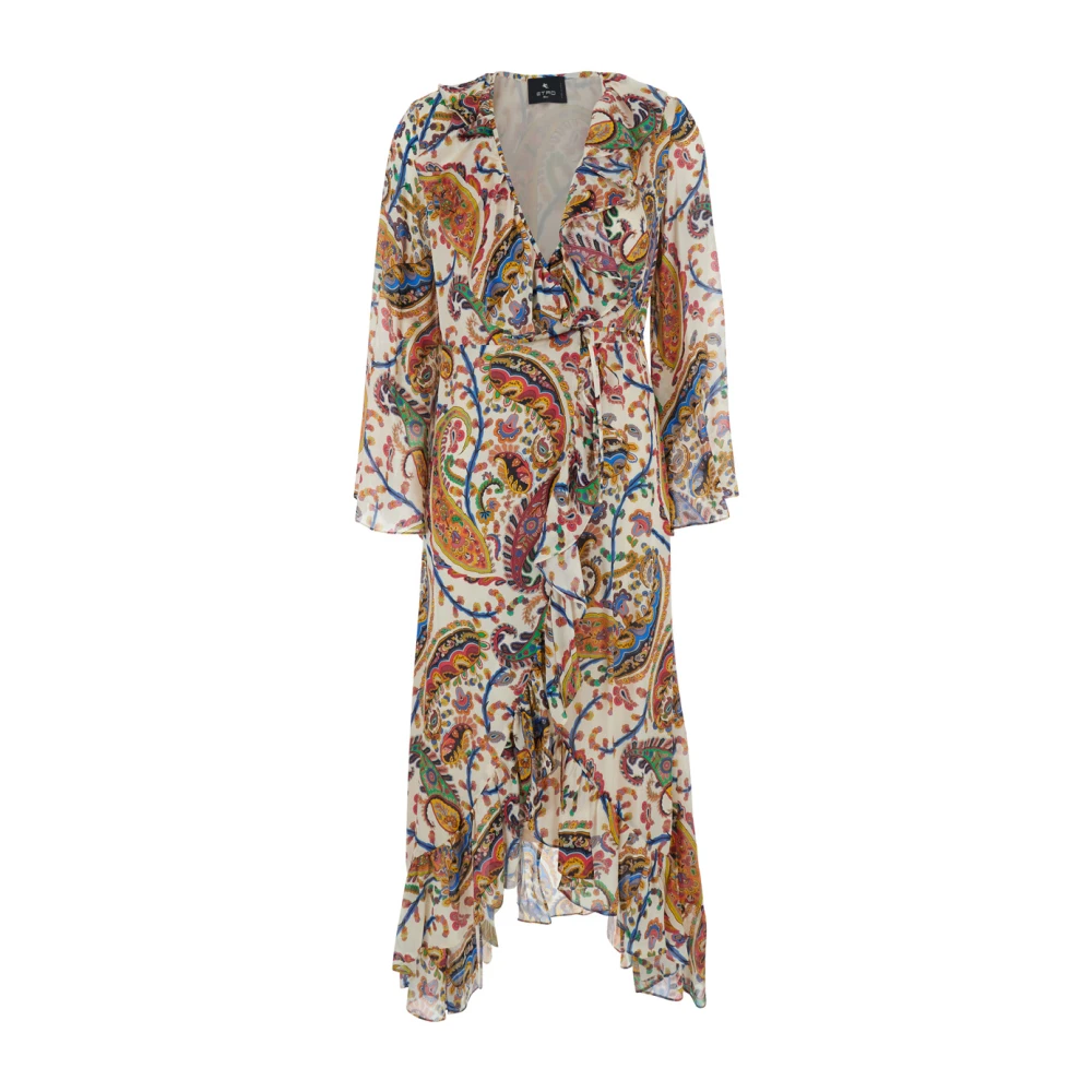 Etro Women's Multicolor Maxi Dresses, Xs, Peau D'ange Silk Long Wrap Dress