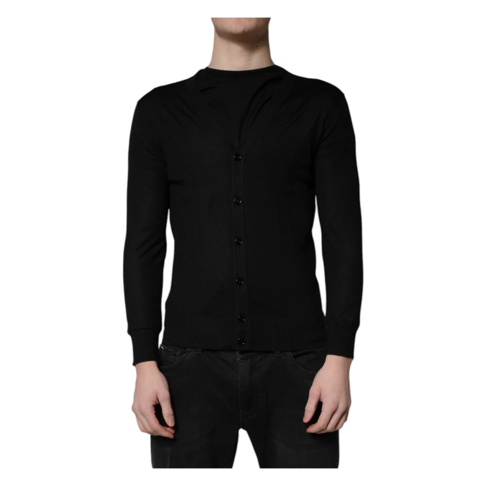 Dolce & Gabbana Men's Black Cashmere Button Down Cardigan Jumper Extra Small