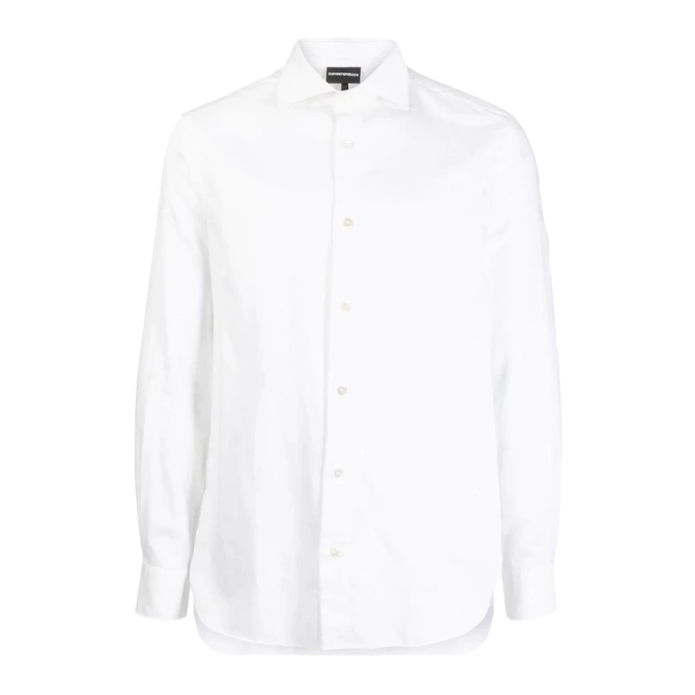 Emporio Armani Vit Regular FIT Skjorta med All Over Örn Logo White, Herr