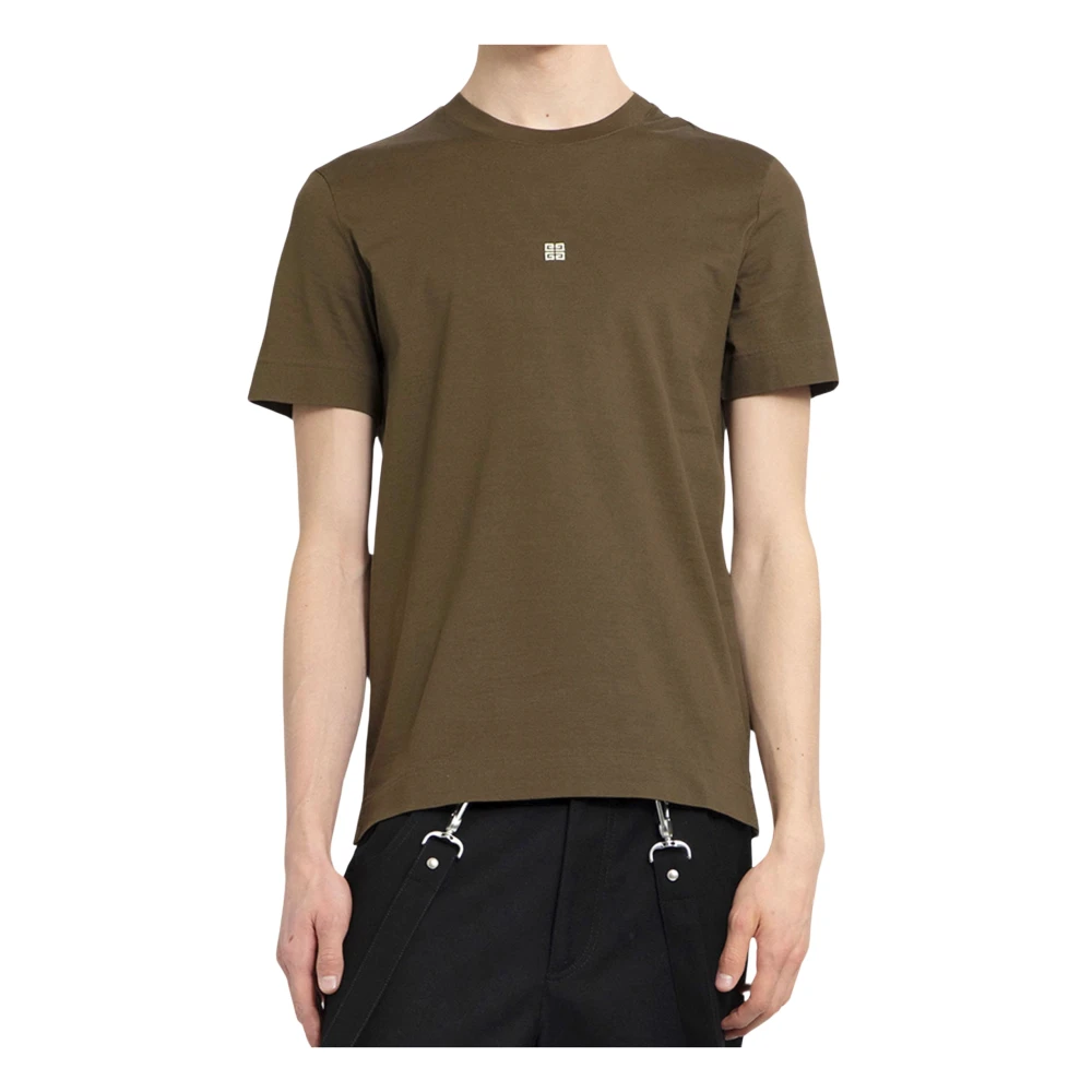 Givenchy Khaki Slim Fit T-Shirt met 4G Logo Print Brown Heren
