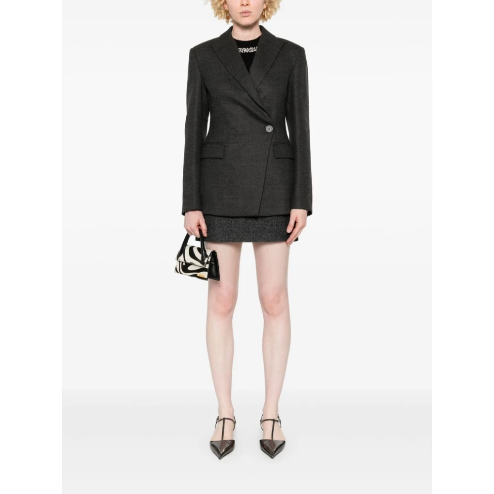 Semicouture Grijze Wollen Blend Blazer Gray Dames