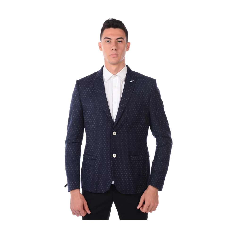 Daniele Alessandrini Blue Stylish Buttoned Jacket - Male - Blazers - L - Jackets