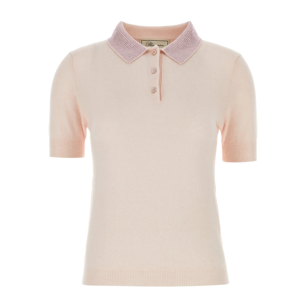 Blumarine Stickad Polo med Strassdekorationer Pink, Dam