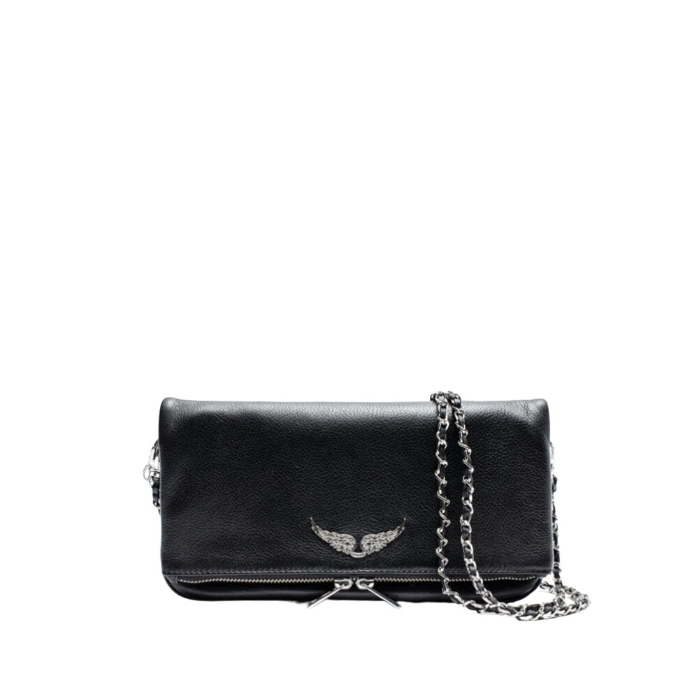 Zadig & Voltaire Zwarte Rock Clutch met Zilveren Details Black Dames