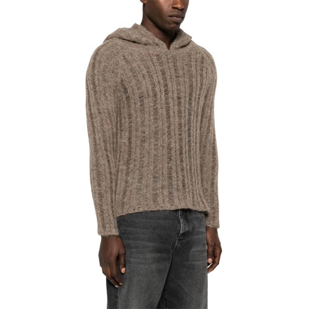 424 Gebreide Hoodie Trui Beige Heren