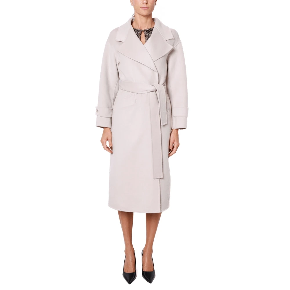 Liu Jo Beige Wollen Jas met Riem Beige Dames