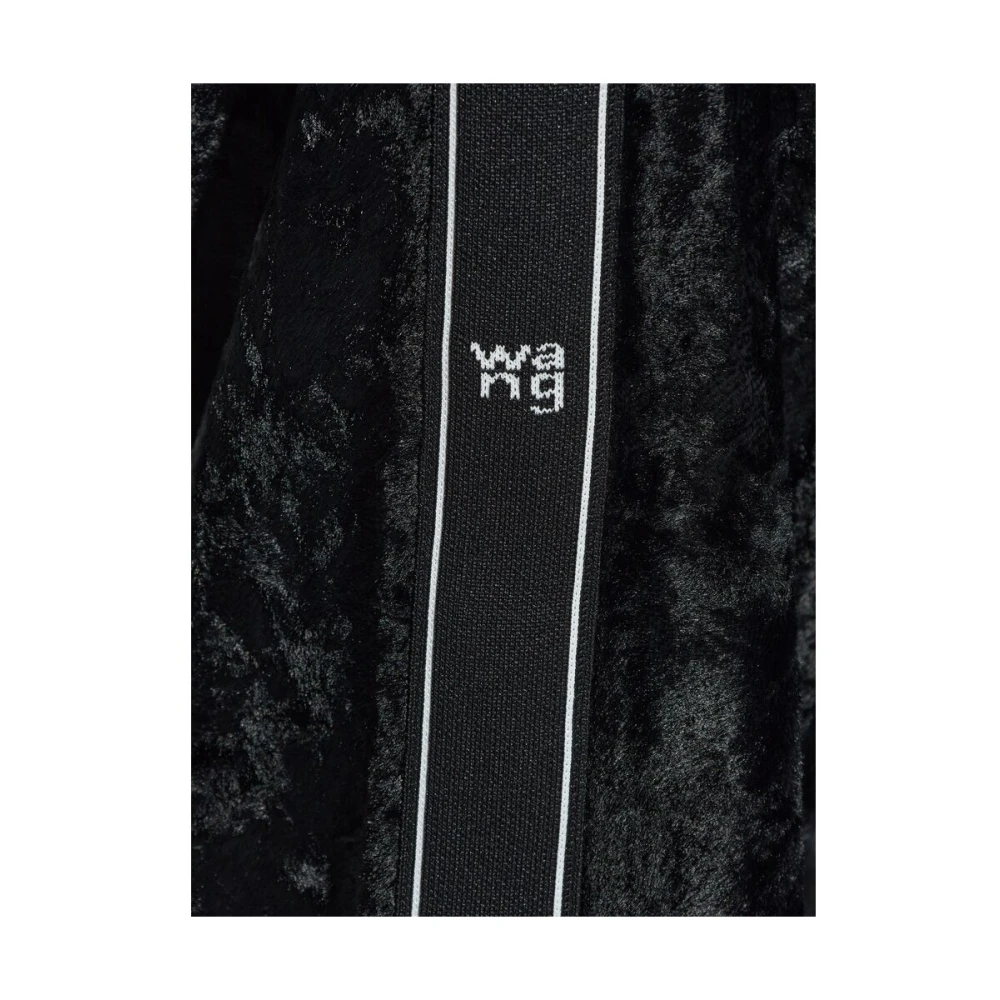 T by Alexander Wang Zwarte Straight Leg Broek met Streep Black Dames