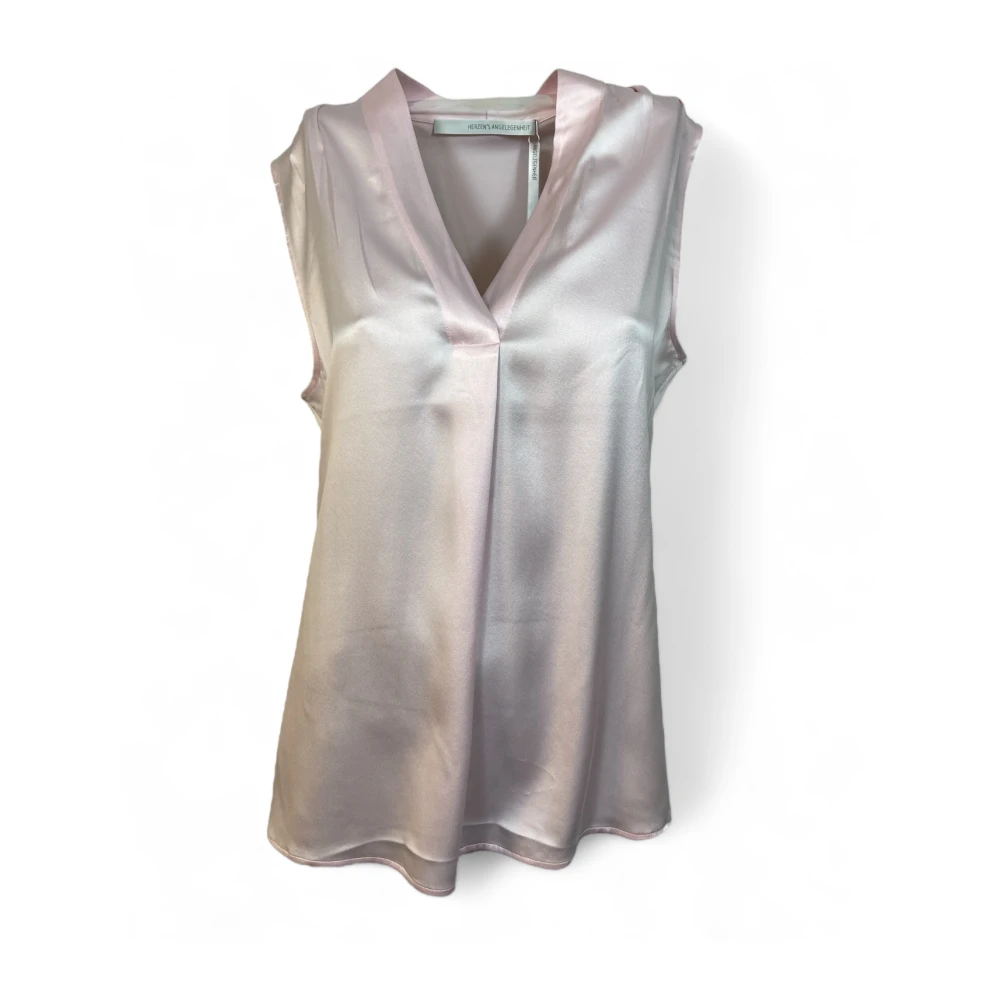 Herzen's Angelegenheit Zijden Blousetop V-Hals Mouwloos Pink Dames