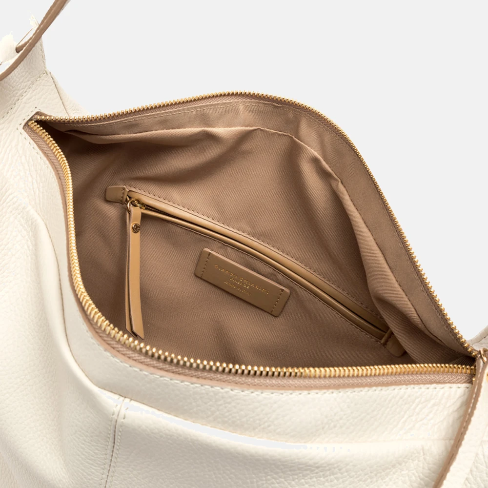 Gianni Chiarini Witte Gehamerd Leren Rugzak White Dames