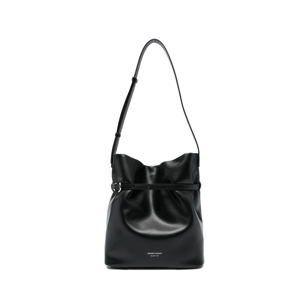 Emporio Armani Women's Black Smooth Leather Bucket Bag