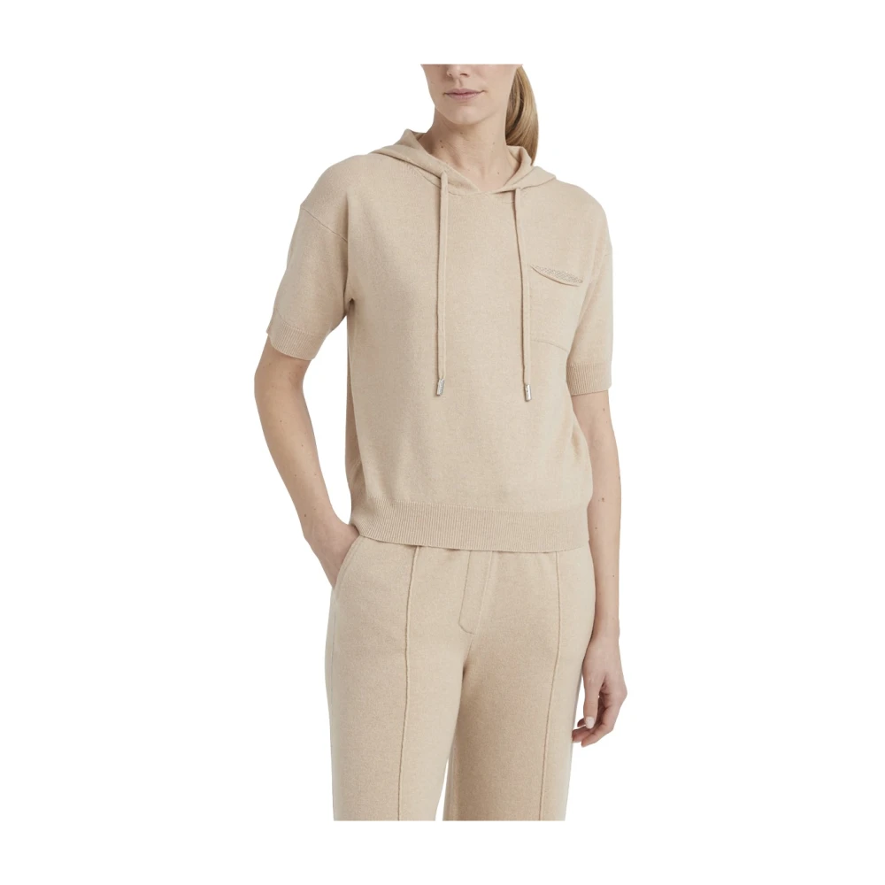 PESERICO Kortemouwhoody in een mix van wol zijde en kasjmier Beige Dames