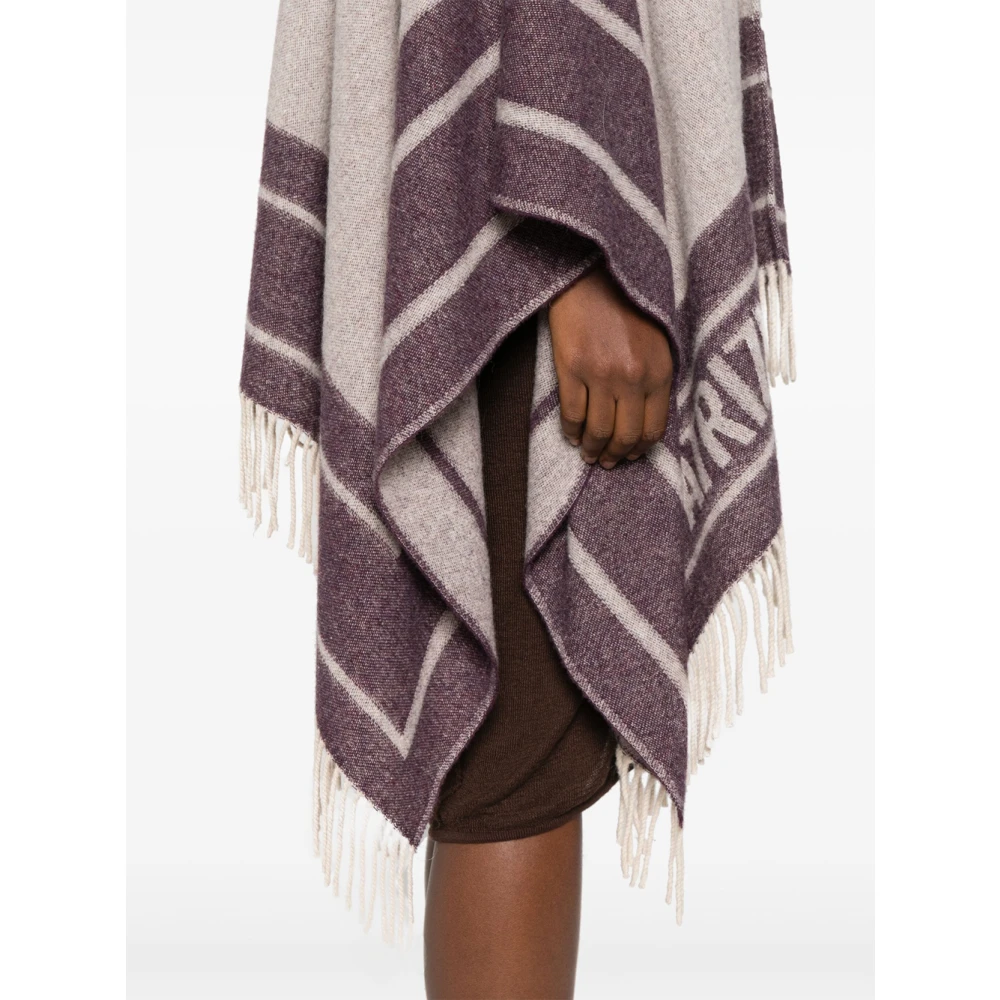 PATRIZIA PEPE Paarse Wollen Blend Jacquard Poncho Multicolor Dames