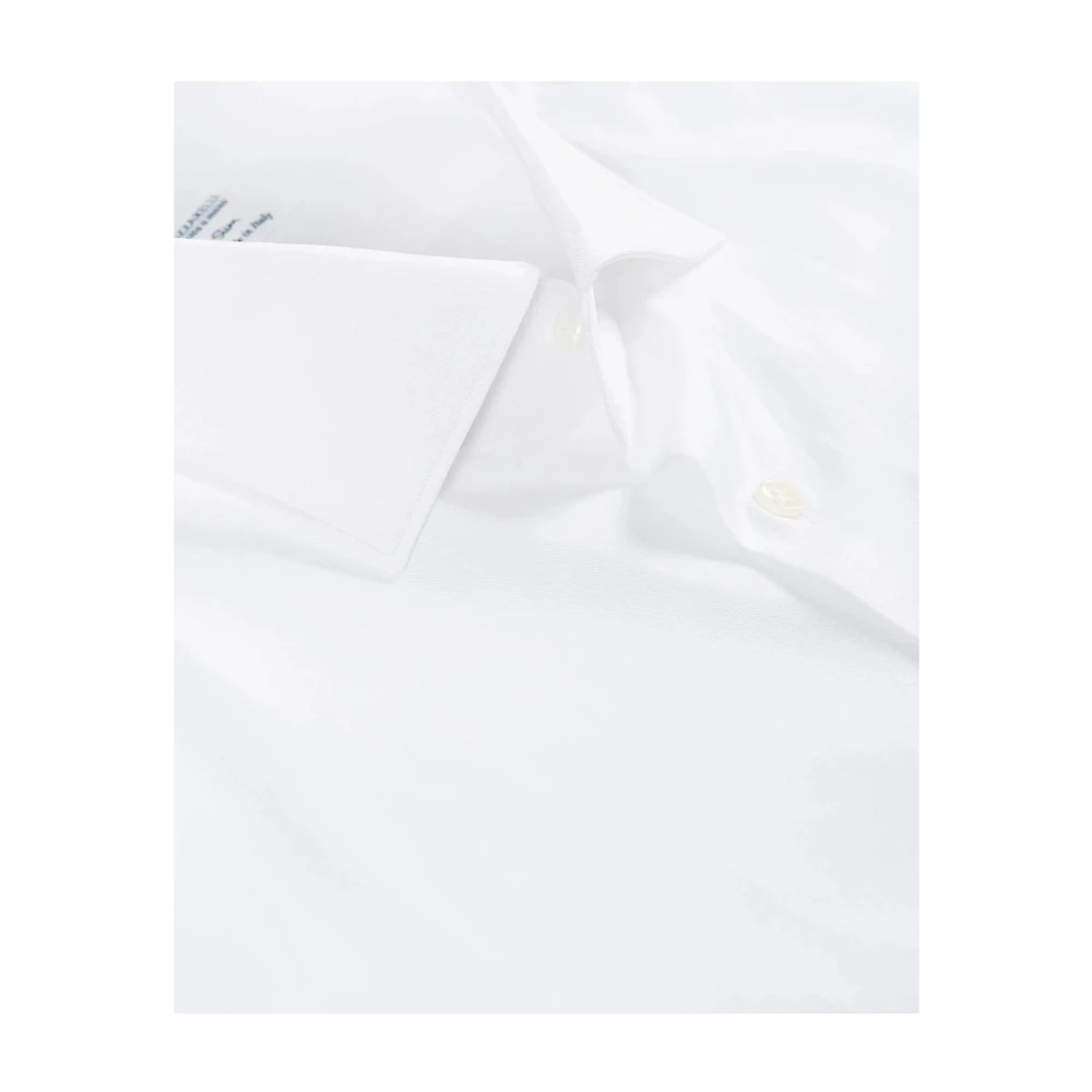 Mazzarelli Witte poplin casual overhemd Green Stone White Heren