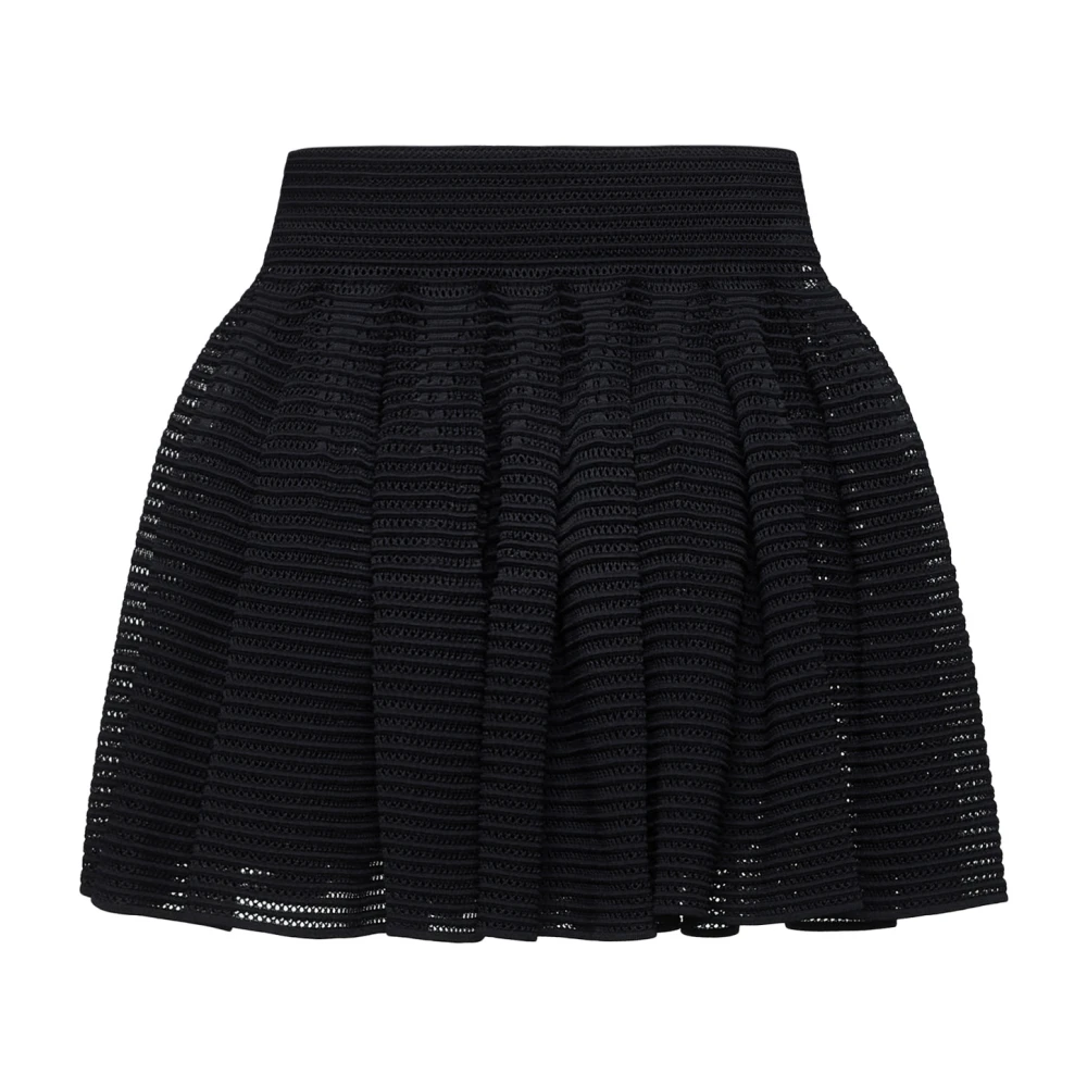 Alaïa Uitlopende Zwarte Rok Elastische Tailleband Black Dames