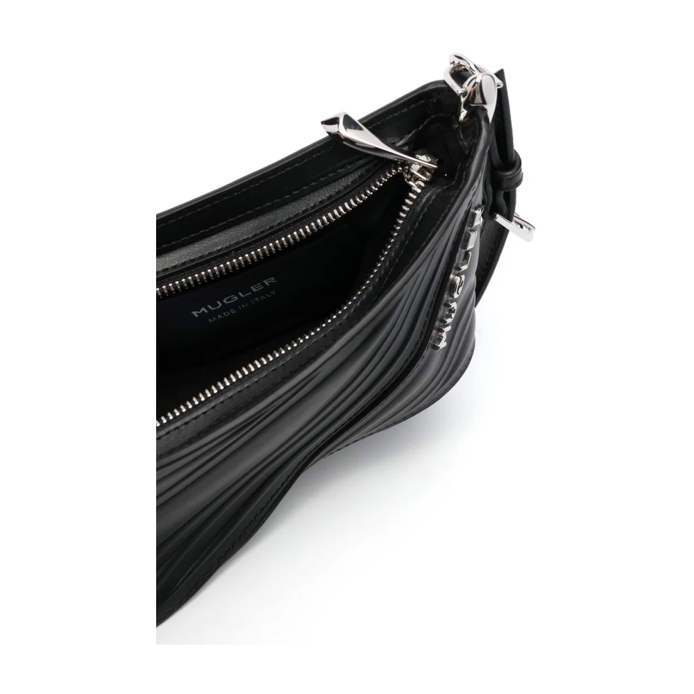 Mugler Zwarte Spiral Curve Geëmbosseerde Crossbody Tas Black Dames