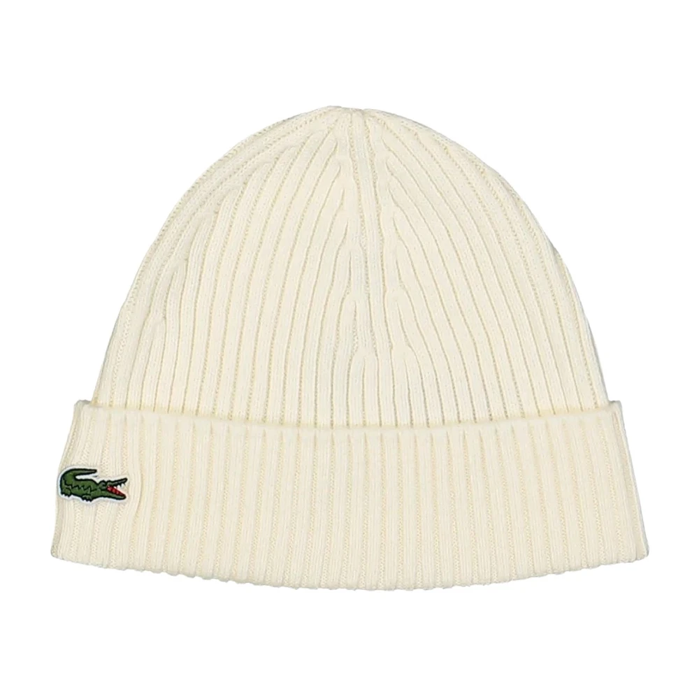 Lacoste Witte wollen baret hoed unisex Beige Unisex
