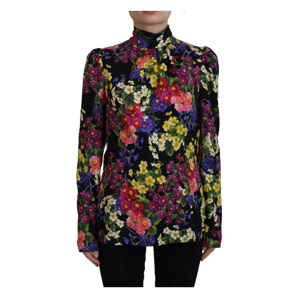 Dolce & Gabbana Multicolor Bloemen Zijden Coltrui Sweater Multicolor Dames