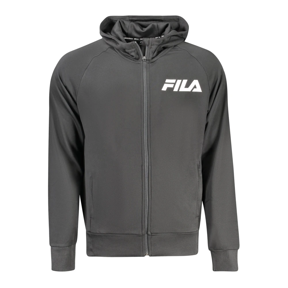 Fila Zwarte hoodie met rits voor mannen Black Heren