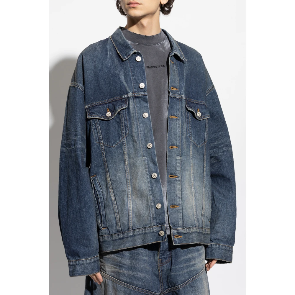 Balenciaga Denim Oversized Jas Blue Heren