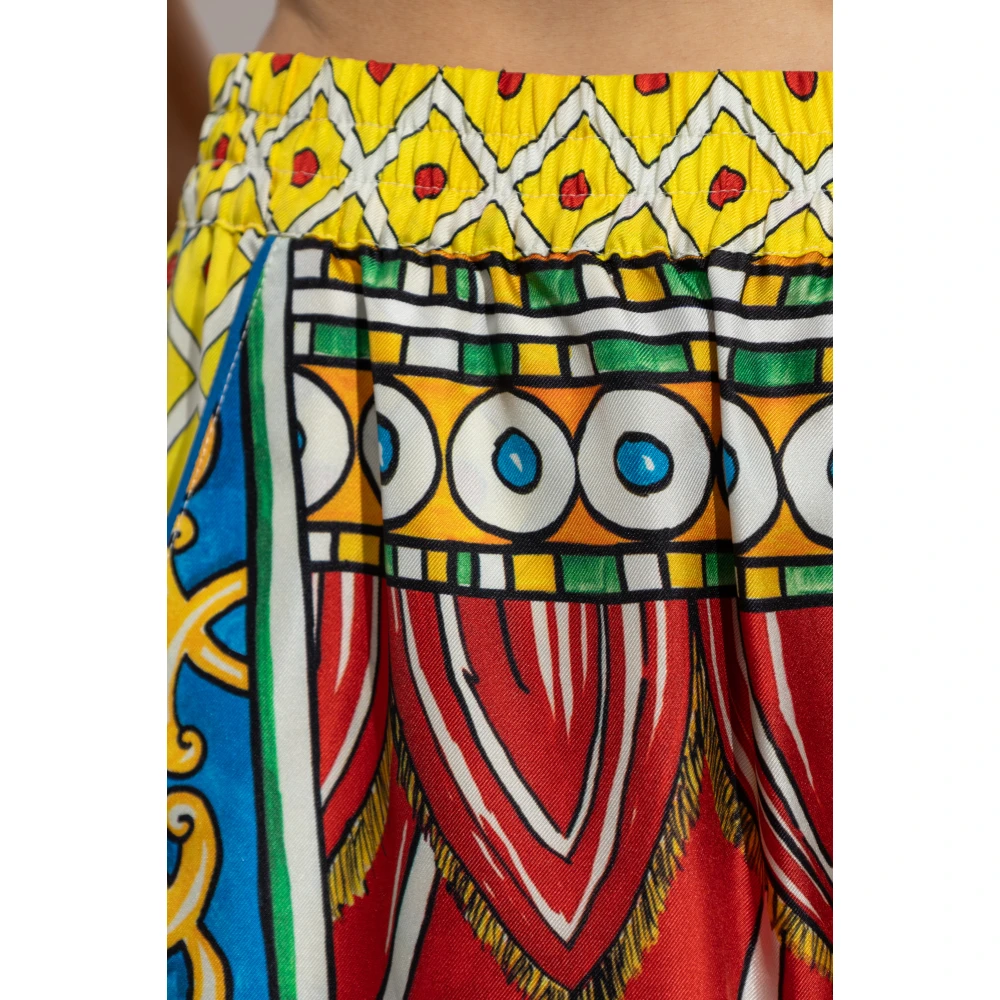 Dolce & Gabbana Zijden broek met Carretto-patroon Multicolor Dames